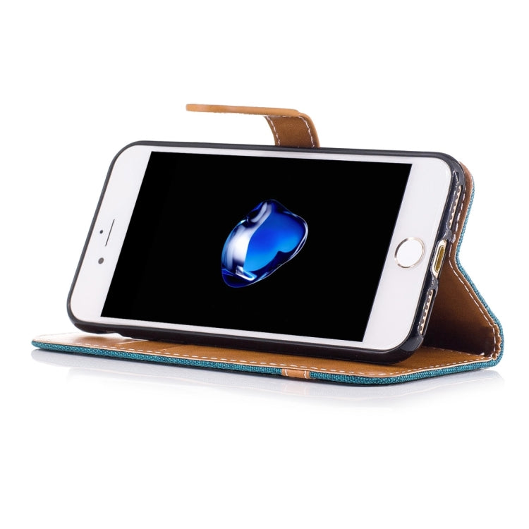For  iPhone 8 & 7  Denim Texture Leather Case with Holder & Card Slots & Wallet & Lanyard