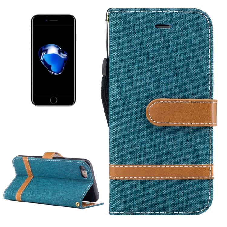 For  iPhone 8 & 7  Denim Texture Leather Case with Holder & Card Slots & Wallet & Lanyard