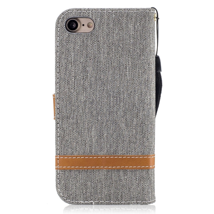 For  iPhone 8 & 7  Denim Texture Leather Case with Holder & Card Slots & Wallet & Lanyard