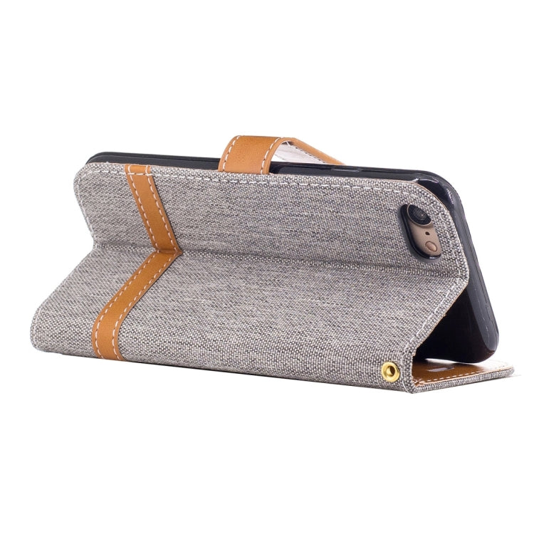 For  iPhone 8 & 7  Denim Texture Leather Case with Holder & Card Slots & Wallet & Lanyard