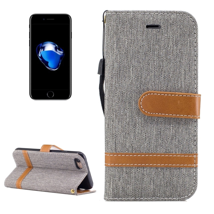 For  iPhone 8 & 7  Denim Texture Leather Case with Holder & Card Slots & Wallet & Lanyard