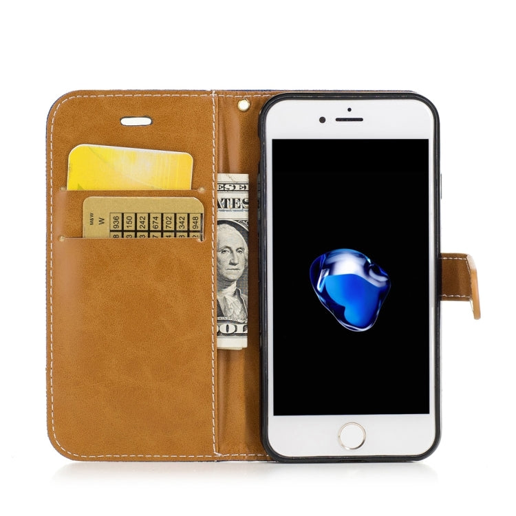 For  iPhone 8 & 7  Denim Texture Leather Case with Holder & Card Slots & Wallet & Lanyard