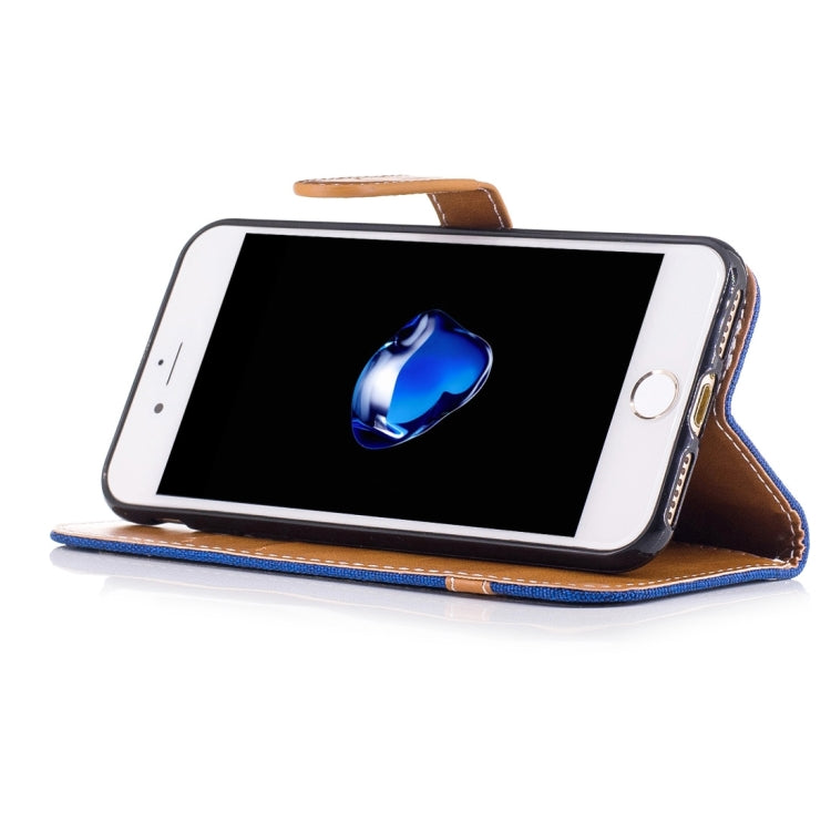 For  iPhone 8 & 7  Denim Texture Leather Case with Holder & Card Slots & Wallet & Lanyard