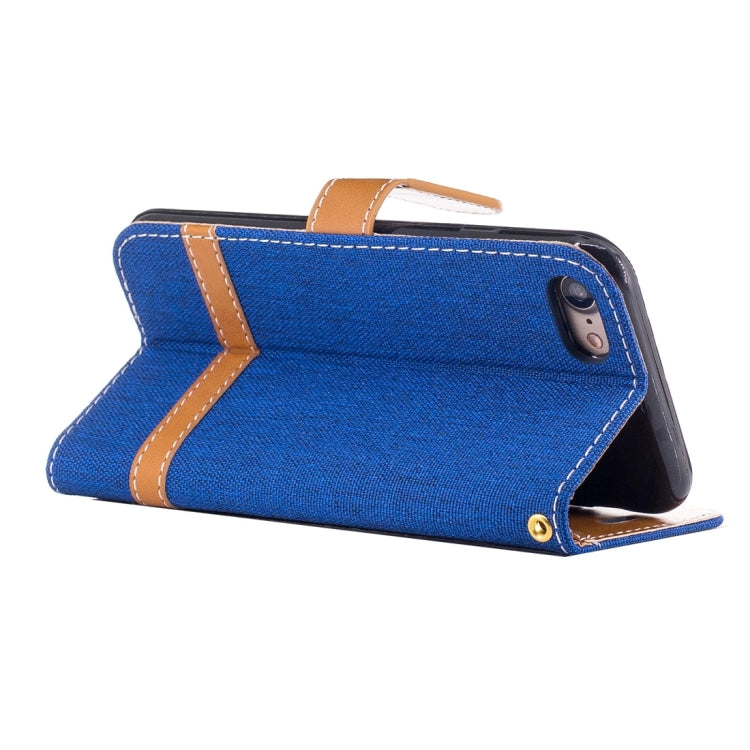 For  iPhone 8 & 7  Denim Texture Leather Case with Holder & Card Slots & Wallet & Lanyard