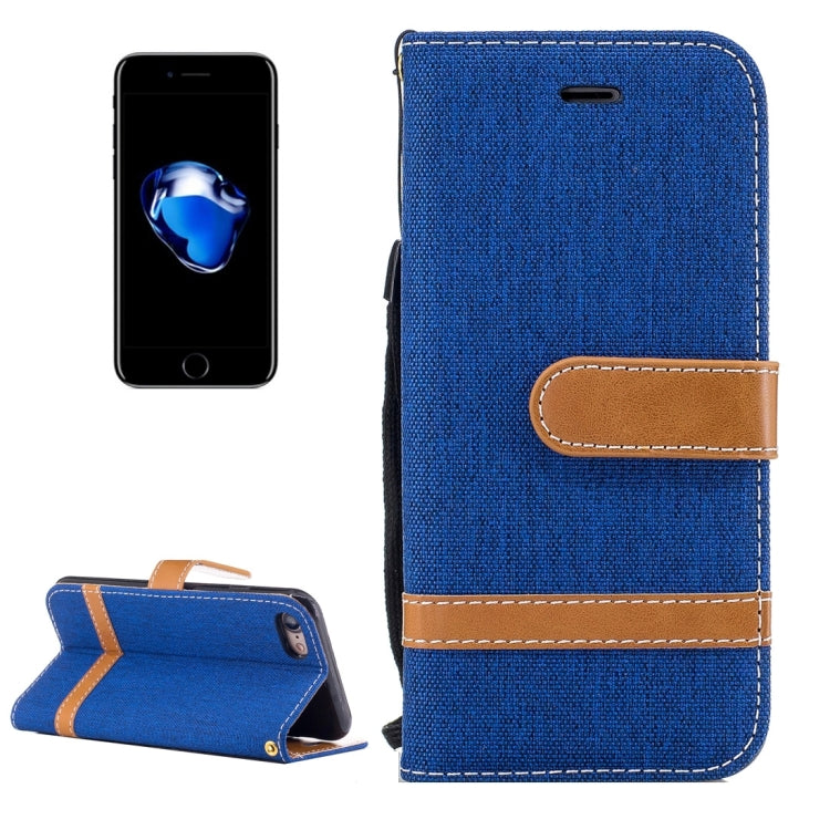 For  iPhone 8 & 7  Denim Texture Leather Case with Holder & Card Slots & Wallet & Lanyard