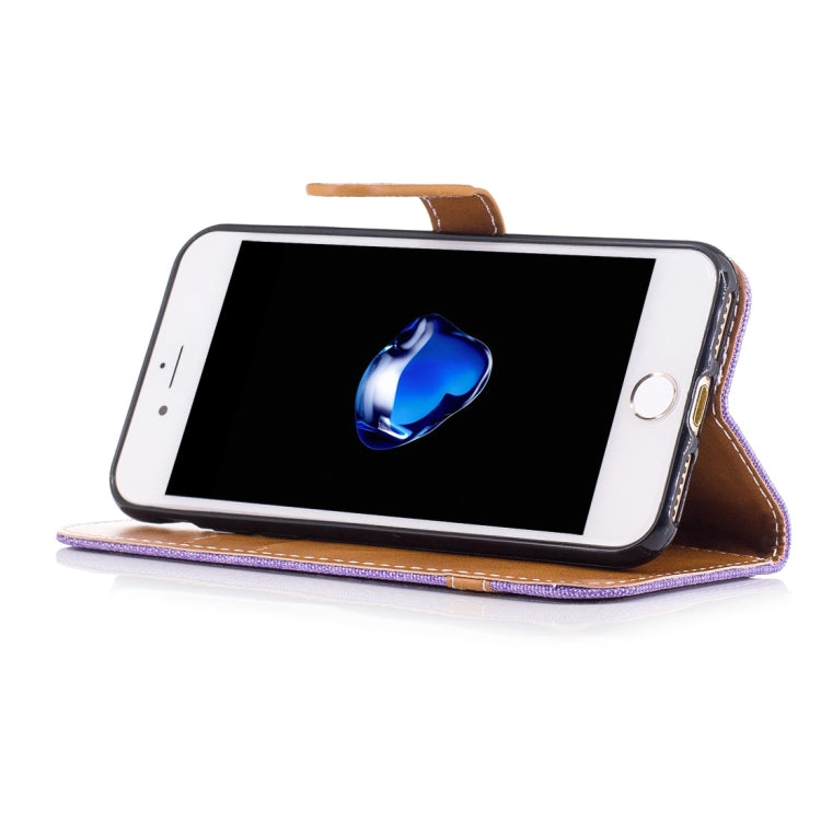 For  iPhone 8 & 7  Denim Texture Leather Case with Holder & Card Slots & Wallet & Lanyard