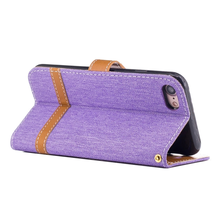 For  iPhone 8 & 7  Denim Texture Leather Case with Holder & Card Slots & Wallet & Lanyard