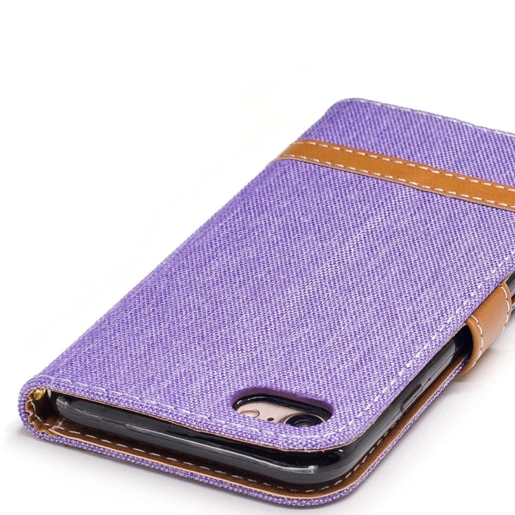 For  iPhone 8 & 7  Denim Texture Leather Case with Holder & Card Slots & Wallet & Lanyard