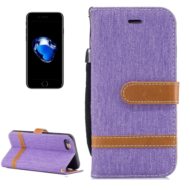 For  iPhone 8 & 7  Denim Texture Leather Case with Holder & Card Slots & Wallet & Lanyard