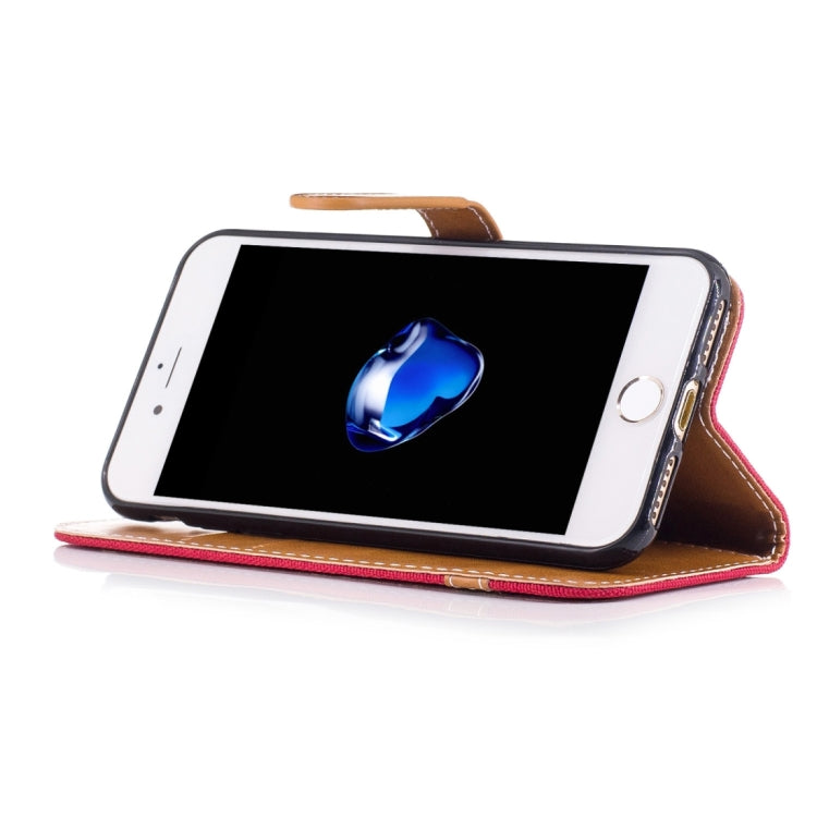 For  iPhone 8 & 7  Denim Texture Leather Case with Holder & Card Slots & Wallet & Lanyard