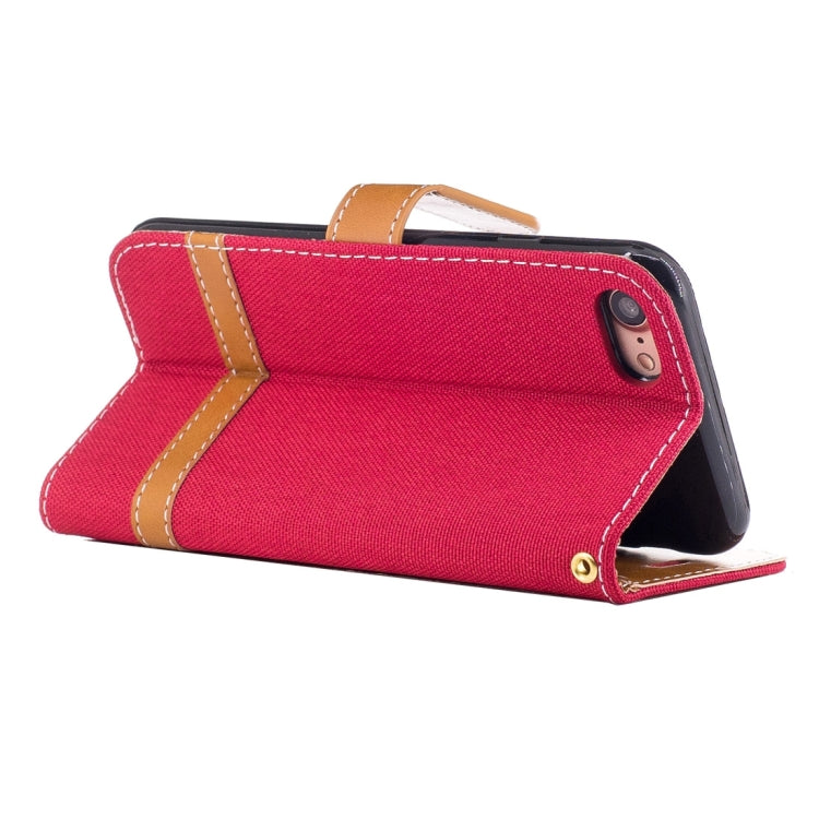 For  iPhone 8 & 7  Denim Texture Leather Case with Holder & Card Slots & Wallet & Lanyard