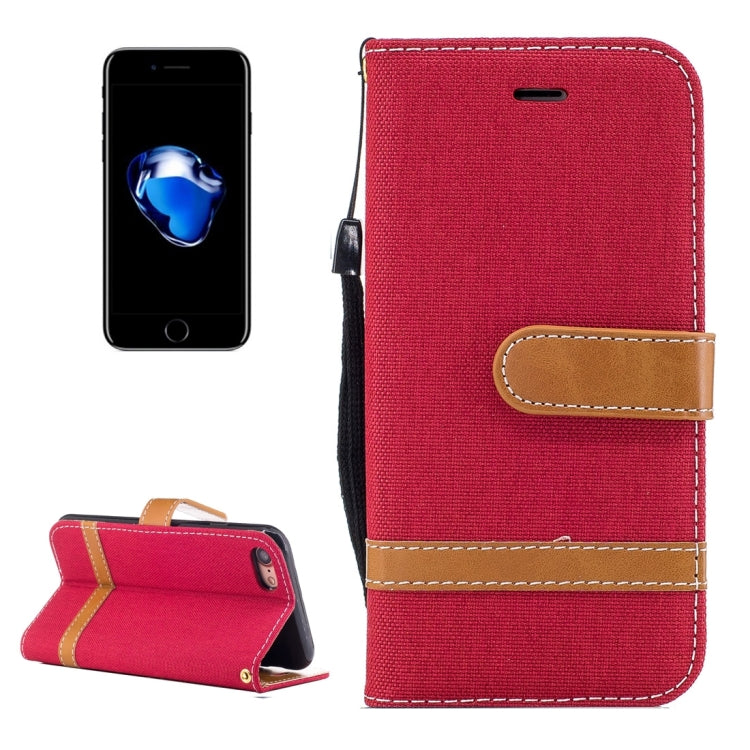 For  iPhone 8 & 7  Denim Texture Leather Case with Holder & Card Slots & Wallet & Lanyard