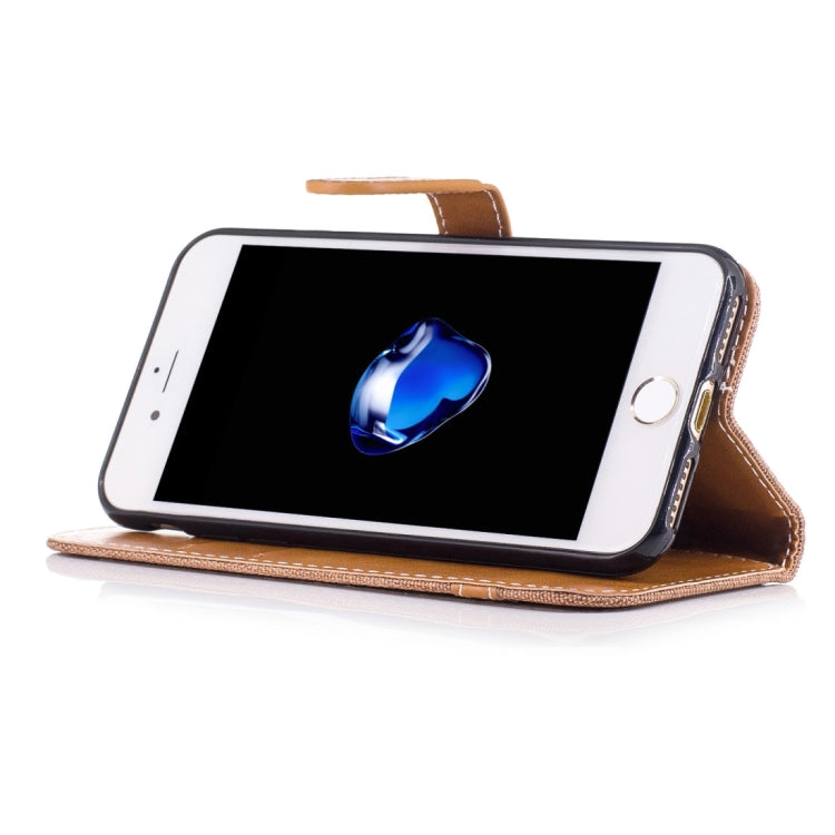 For  iPhone 8 & 7  Denim Texture Leather Case with Holder & Card Slots & Wallet & Lanyard