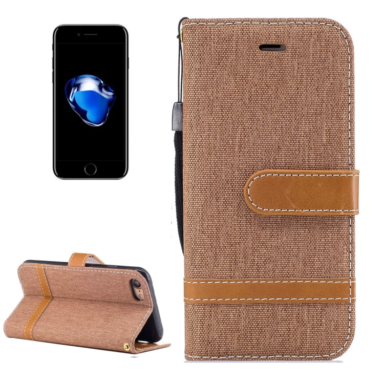 For  iPhone 8 & 7  Denim Texture Leather Case with Holder & Card Slots & Wallet & Lanyard