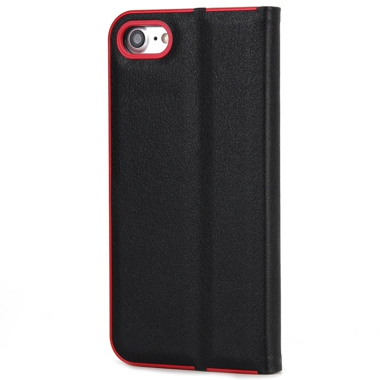 For  iPhone 8 & 7  Cowhide Texture PC Bumper Frame Strong Magnetic Adsorption Horizontal Flip Leather Case with Card Slots & Holder