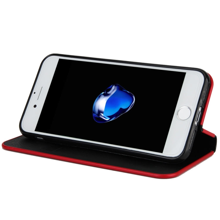 For  iPhone 8 & 7  Cowhide Texture PC Bumper Frame Strong Magnetic Adsorption Horizontal Flip Leather Case with Card Slots & Holder