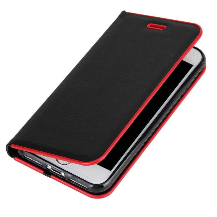 For  iPhone 8 & 7  Cowhide Texture PC Bumper Frame Strong Magnetic Adsorption Horizontal Flip Leather Case with Card Slots & Holder