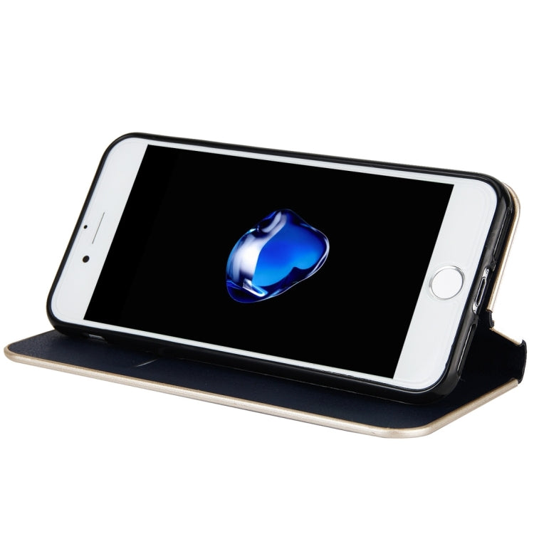 For  iPhone 8 & 7  Cowhide Texture PC Bumper Frame Strong Magnetic Adsorption Horizontal Flip Leather Case with Card Slots & Holder