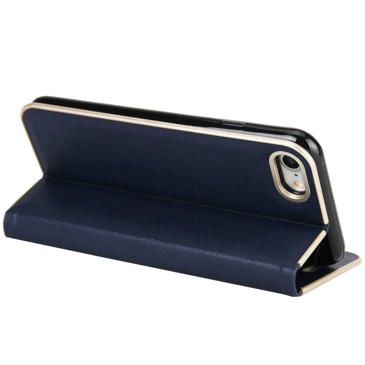 For  iPhone 8 & 7  Cowhide Texture PC Bumper Frame Strong Magnetic Adsorption Horizontal Flip Leather Case with Card Slots & Holder