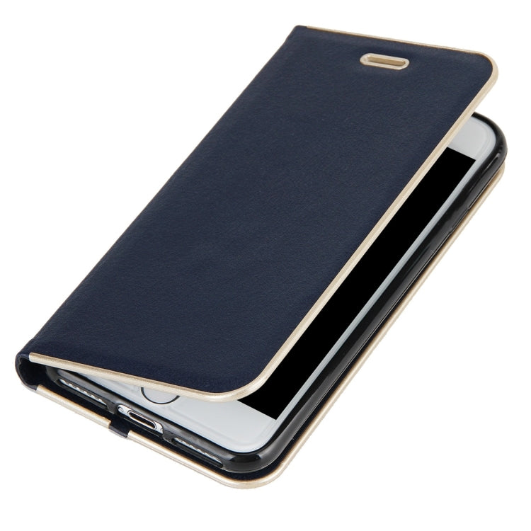 For  iPhone 8 & 7  Cowhide Texture PC Bumper Frame Strong Magnetic Adsorption Horizontal Flip Leather Case with Card Slots & Holder