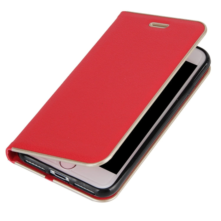 For  iPhone 8 & 7  Cowhide Texture PC Bumper Frame Strong Magnetic Adsorption Horizontal Flip Leather Case with Card Slots & Holder