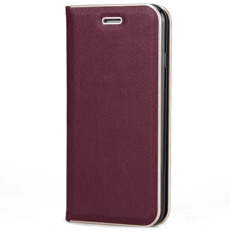 For  iPhone 8 & 7  Cowhide Texture PC Bumper Frame Strong Magnetic Adsorption Horizontal Flip Leather Case with Card Slots & Holder