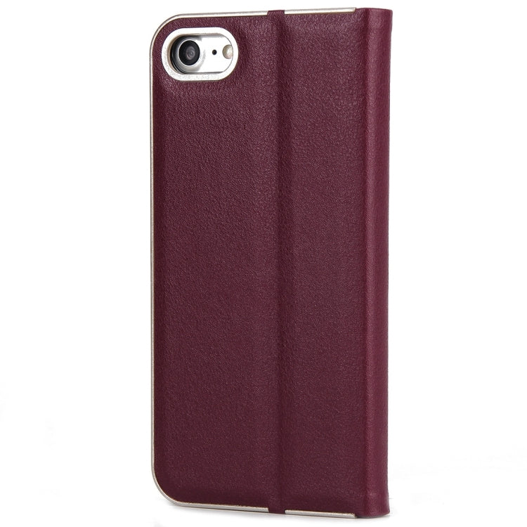 For  iPhone 8 & 7  Cowhide Texture PC Bumper Frame Strong Magnetic Adsorption Horizontal Flip Leather Case with Card Slots & Holder