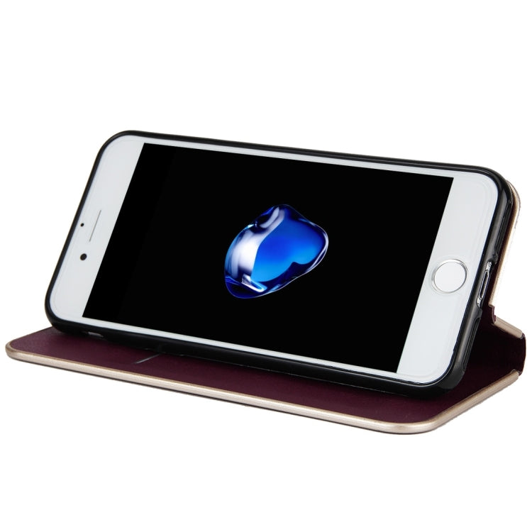 For  iPhone 8 & 7  Cowhide Texture PC Bumper Frame Strong Magnetic Adsorption Horizontal Flip Leather Case with Card Slots & Holder