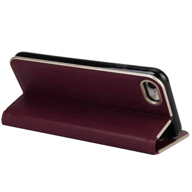 For  iPhone 8 & 7  Cowhide Texture PC Bumper Frame Strong Magnetic Adsorption Horizontal Flip Leather Case with Card Slots & Holder