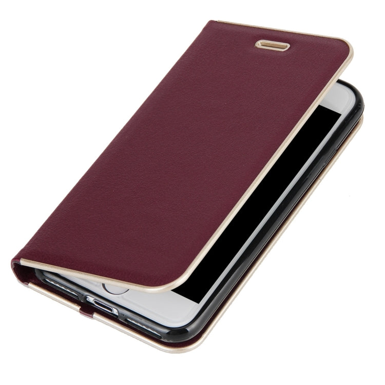 For  iPhone 8 & 7  Cowhide Texture PC Bumper Frame Strong Magnetic Adsorption Horizontal Flip Leather Case with Card Slots & Holder