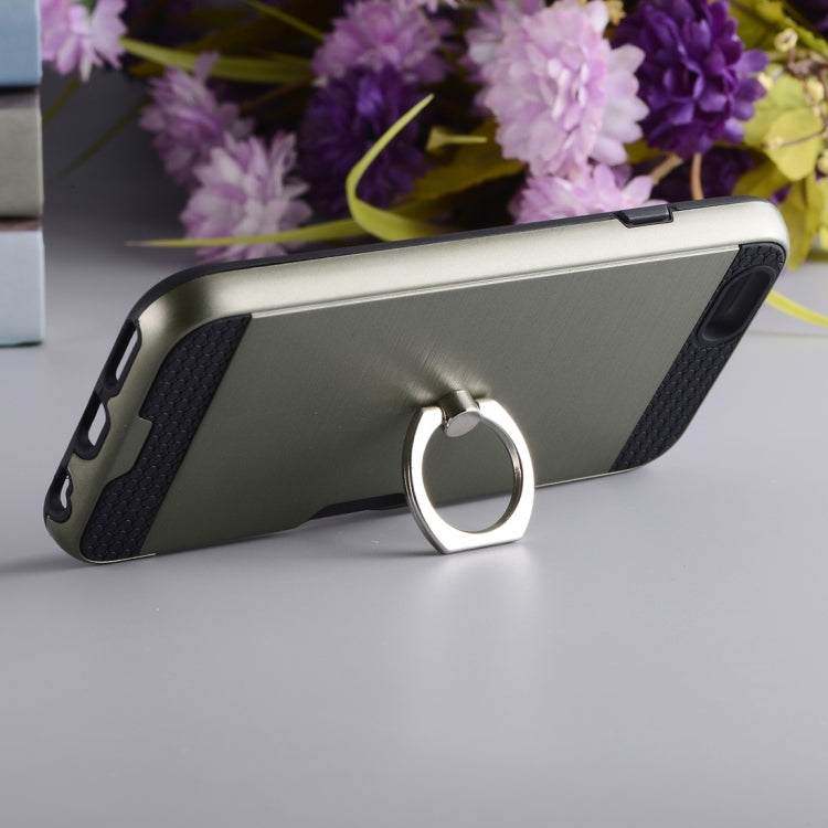 Texture Metal Protective Back Case for iPhone 8 & 7, with Ring Holder Stand & Card Slot