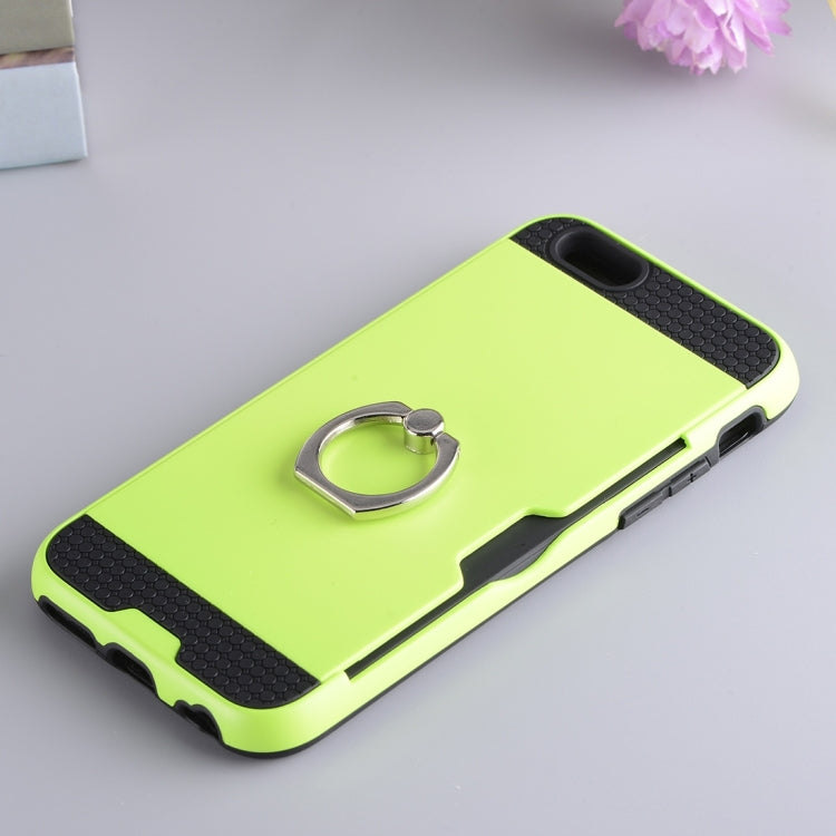 Texture Metal Protective Back Case for iPhone 8 & 7, with Ring Holder Stand & Card Slot