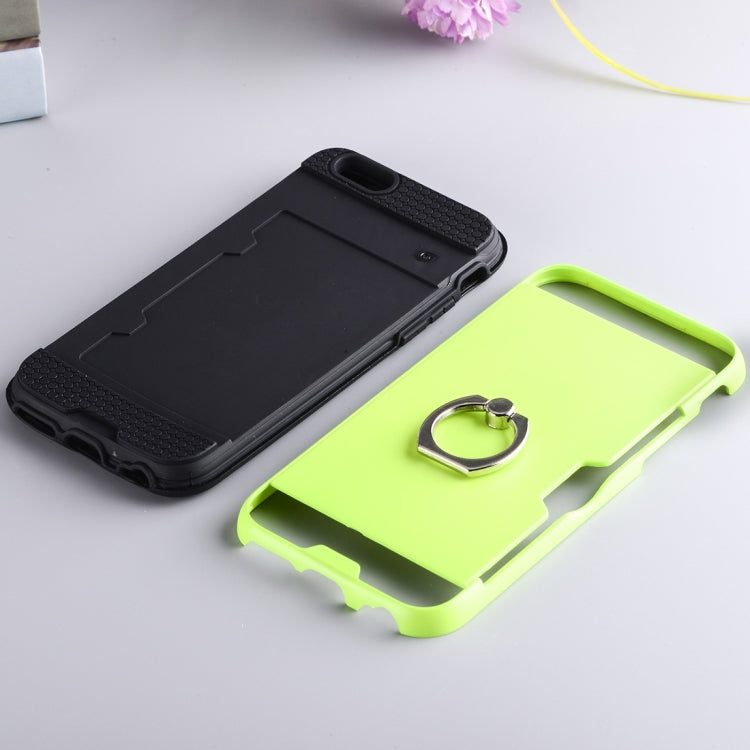 Texture Metal Protective Back Case for iPhone 8 & 7, with Ring Holder Stand & Card Slot