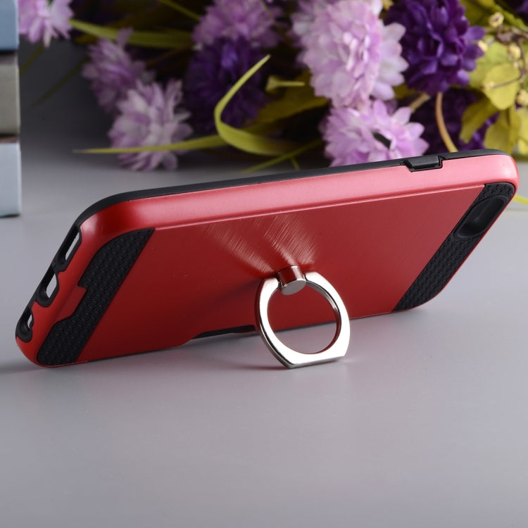Texture Metal Protective Back Case for iPhone 8 & 7, with Ring Holder Stand & Card Slot