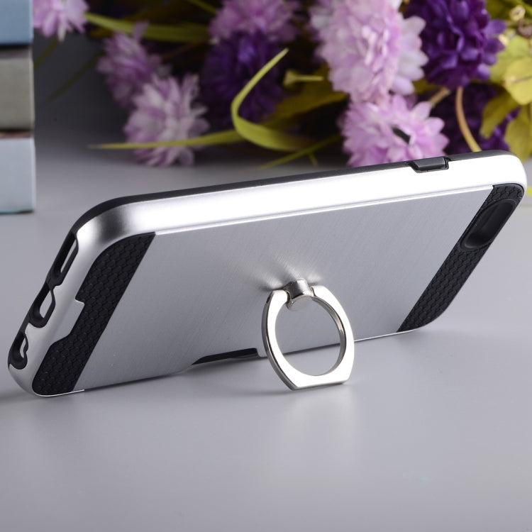 Texture Metal Protective Back Case for iPhone 8 & 7, with Ring Holder Stand & Card Slot