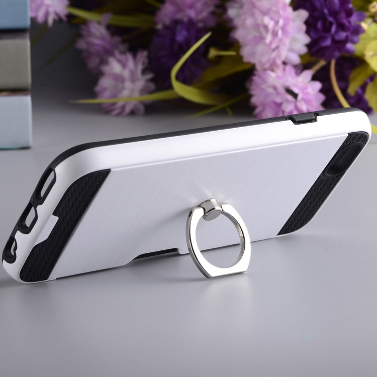 Texture Metal Protective Back Case for iPhone 8 & 7, with Ring Holder Stand & Card Slot