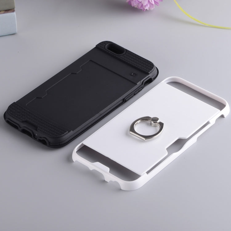 Texture Metal Protective Back Case for iPhone 8 & 7, with Ring Holder Stand & Card Slot