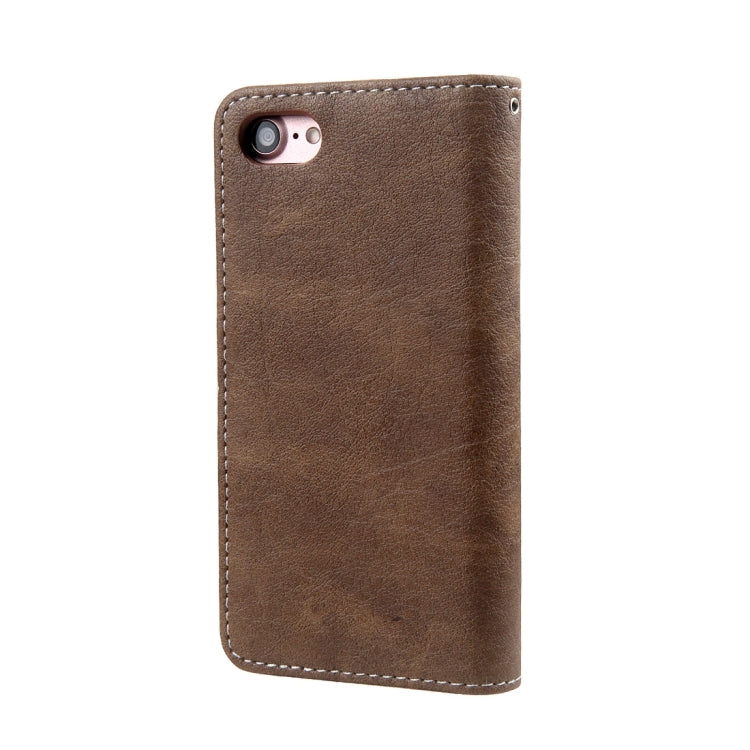 For  iPhone 8 & 7  Retro Crazy Horse Texture Contrast Color Horizontal Flip Leather Case with Holder & Card Slots & Wallet & Photo Frame & Lanyard