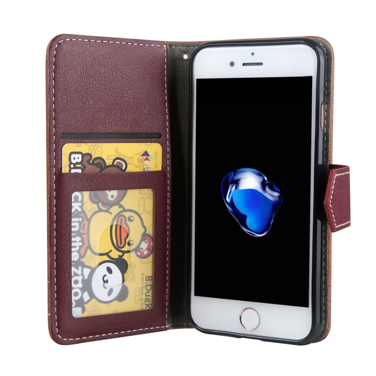 For  iPhone 8 & 7  Retro Crazy Horse Texture Contrast Color Horizontal Flip Leather Case with Holder & Card Slots & Wallet & Photo Frame & Lanyard