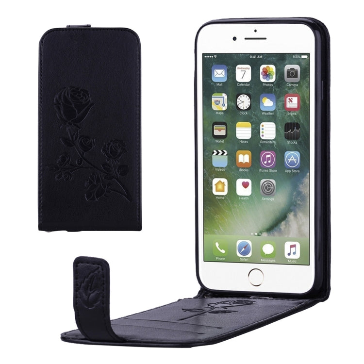For  iPhone 8 & 7  Roses Pressed Flowers Pattern Vertical Flip Leather Case with Card Slot & Lanyard