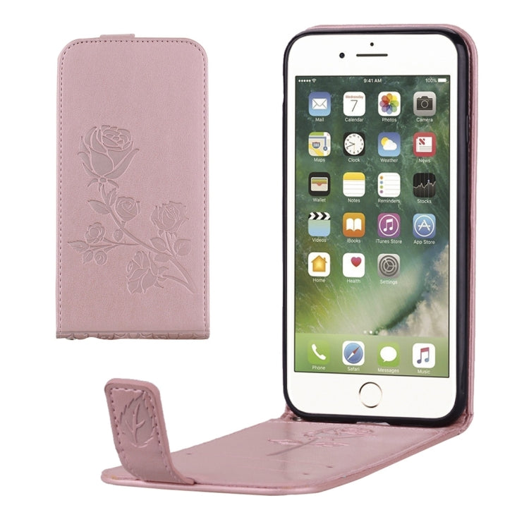 For  iPhone 8 & 7  Roses Pressed Flowers Pattern Vertical Flip Leather Case with Card Slot & Lanyard