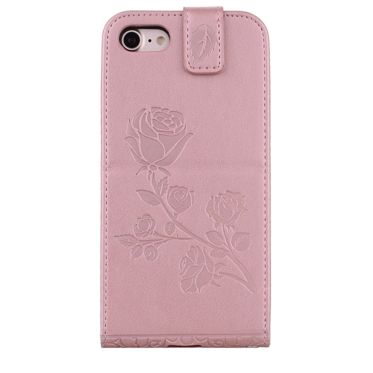 For  iPhone 8 & 7  Roses Pressed Flowers Pattern Vertical Flip Leather Case with Card Slot & Lanyard