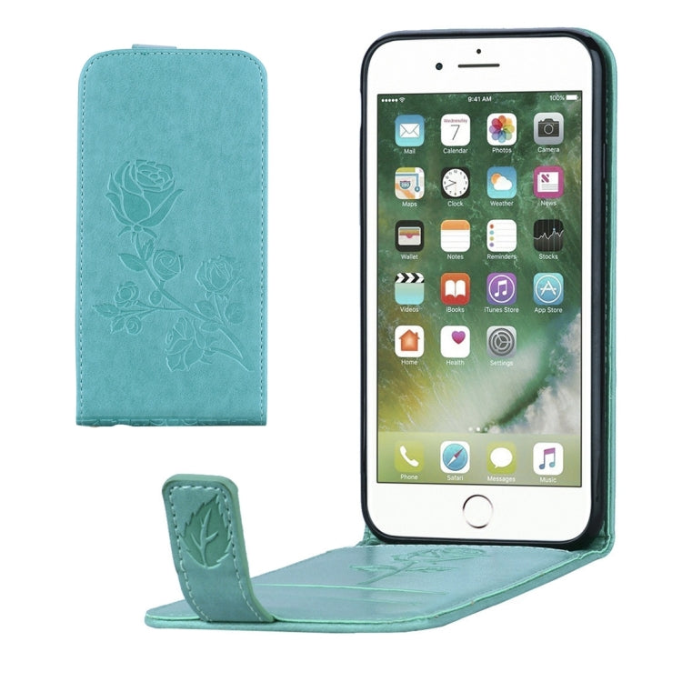 For  iPhone 8 & 7  Roses Pressed Flowers Pattern Vertical Flip Leather Case with Card Slot & Lanyard