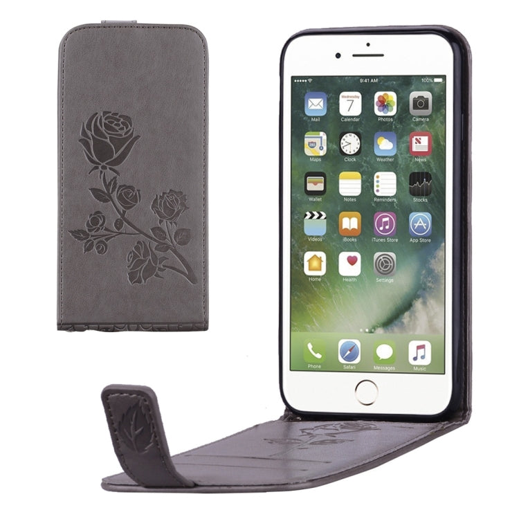 For  iPhone 8 & 7  Roses Pressed Flowers Pattern Vertical Flip Leather Case with Card Slot & Lanyard