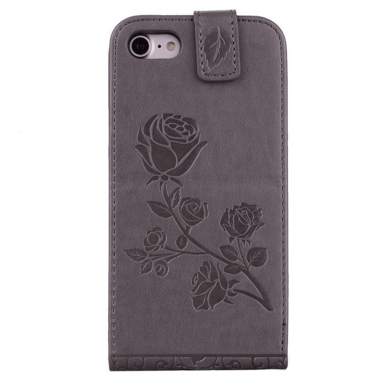 For  iPhone 8 & 7  Roses Pressed Flowers Pattern Vertical Flip Leather Case with Card Slot & Lanyard