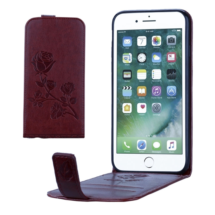 For  iPhone 8 & 7  Roses Pressed Flowers Pattern Vertical Flip Leather Case with Card Slot & Lanyard