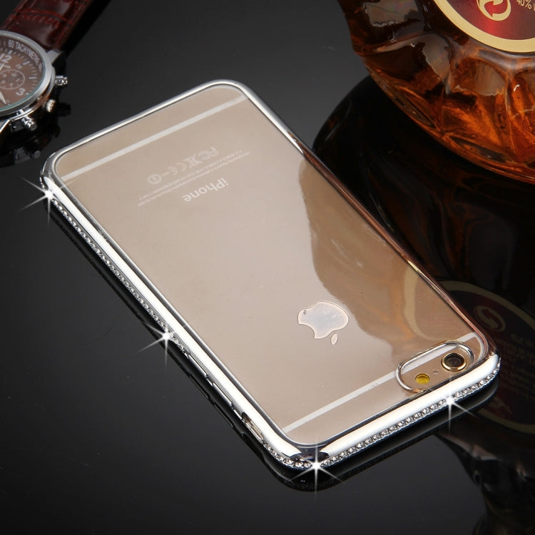 For  iPhone 8 & 7  Electroplating Diamond Encrusted Transparent Soft TPU Protective Cover Case(Silver)