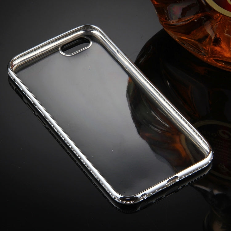 For  iPhone 8 & 7  Electroplating Diamond Encrusted Transparent Soft TPU Protective Cover Case(Silver)