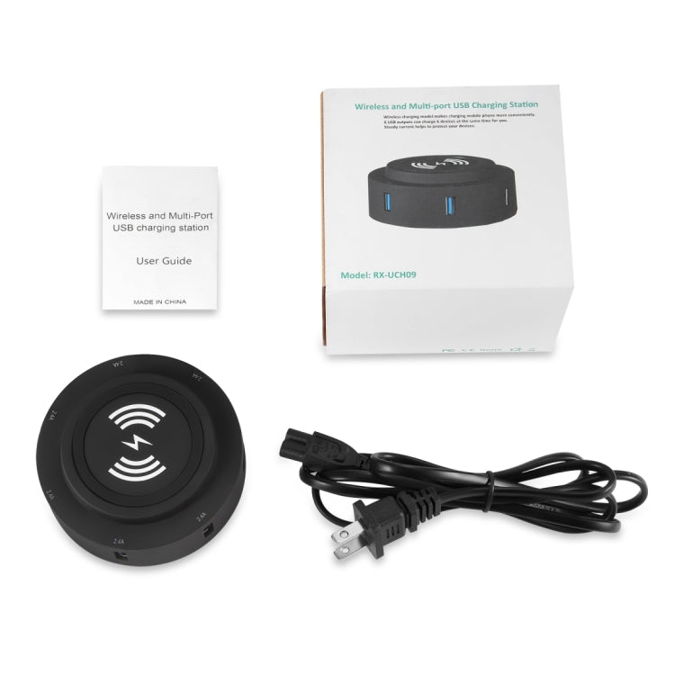 30W 6A 6 USB Ports Quick Charger + Wireless Charger, US Plug For iPhone, Galaxy, Huawei, Xiaomi, LG, HTC and Other QI Standard Smart Phones (Black)