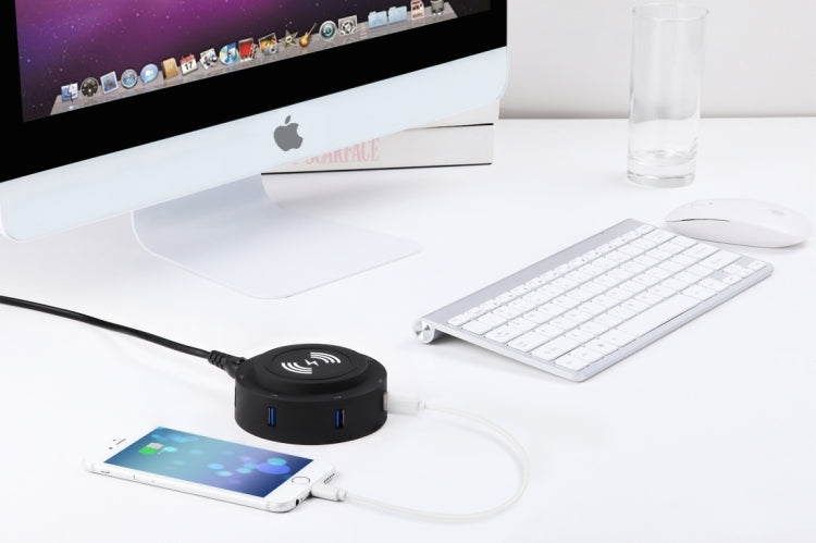 30W 6A 6 USB Ports Quick Charger + Wireless Charger, US Plug For iPhone, Galaxy, Huawei, Xiaomi, LG, HTC and Other QI Standard Smart Phones (Black)